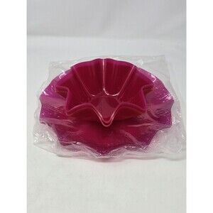 NOS TUPPERWARE HOT ON SPOT WHIMSICAL RUFFLE PLATE & 2 BOWL BUNDLE FUSCHIA RED
